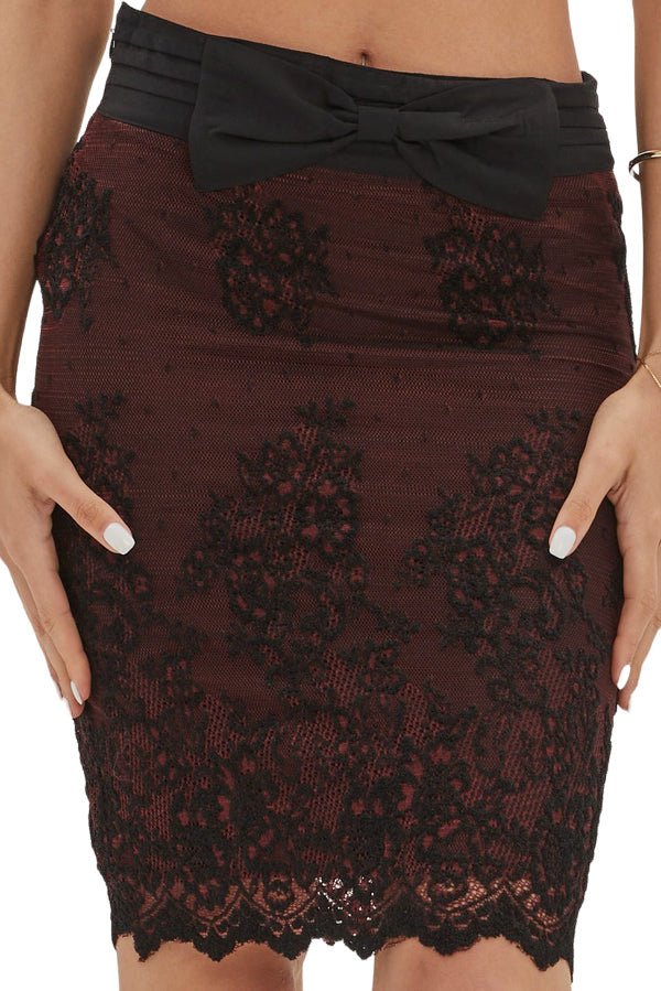 Women's Beach Cover-Up Skirt in Lace Overlay with Bow - Wear Sierra