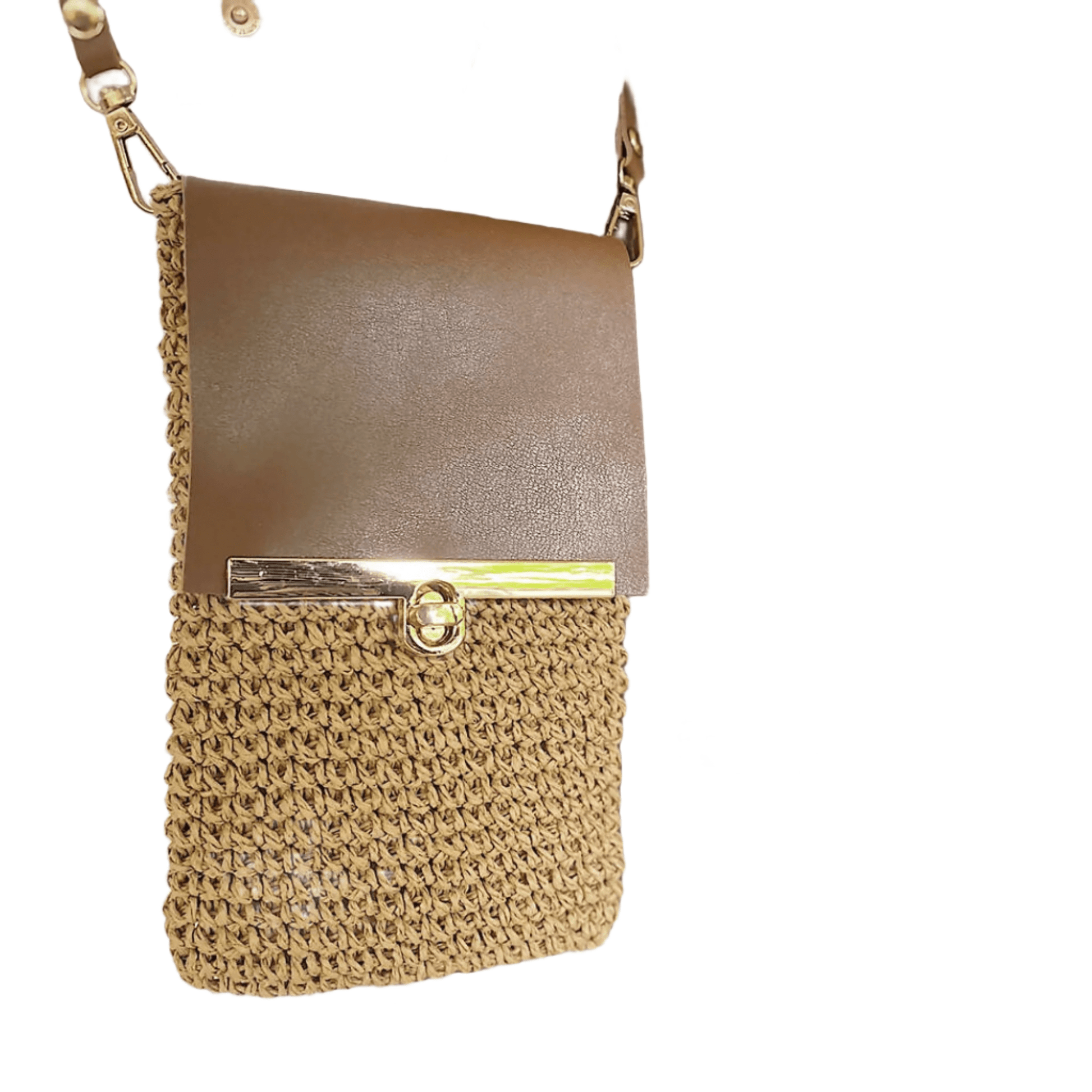 Women's Cell Phone Pouch, Cross-Body Bag with Chain Strap in Paper Yarn - Wear Sierra