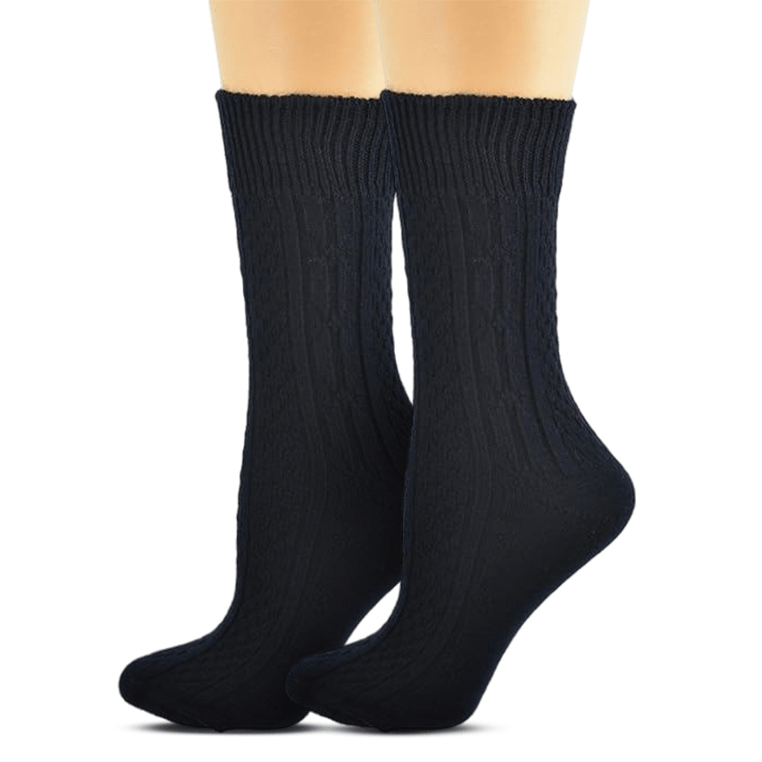 Women's Classic Cable Knit Acrylic Crew Socks 2 Pair Pack - Wear Sierra