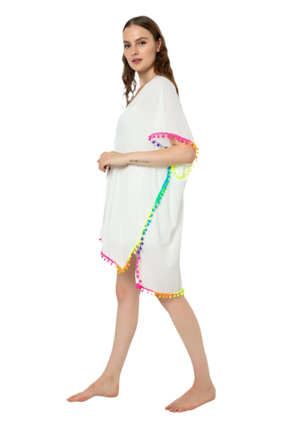 Women's Colorful Beach Dress with Tassel Detail, Great for Summer Fun at the Beach or Pool - Wear Sierra