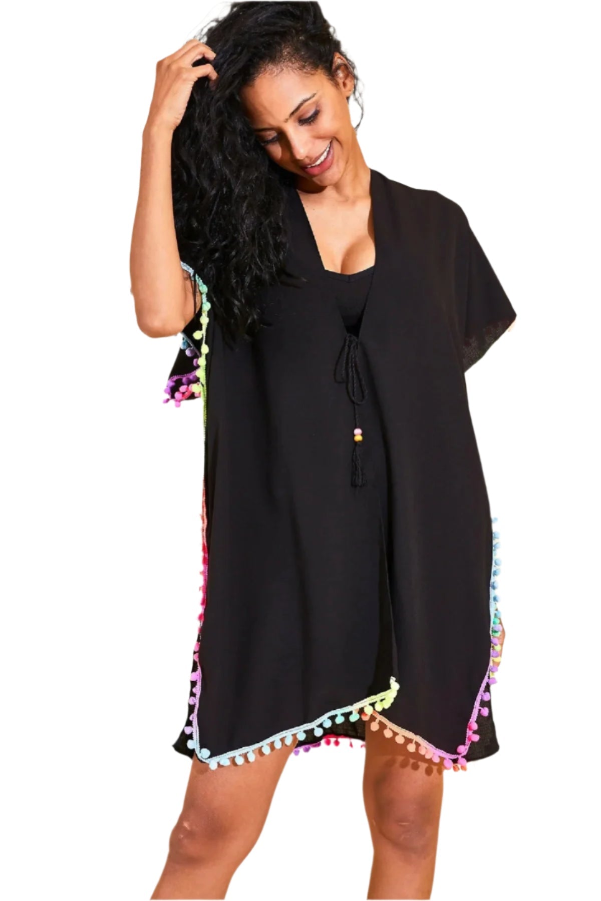 Women's Colorful Beach Dress with Tassel Detail, Great for Summer Fun at the Beach or Pool - Wear Sierra