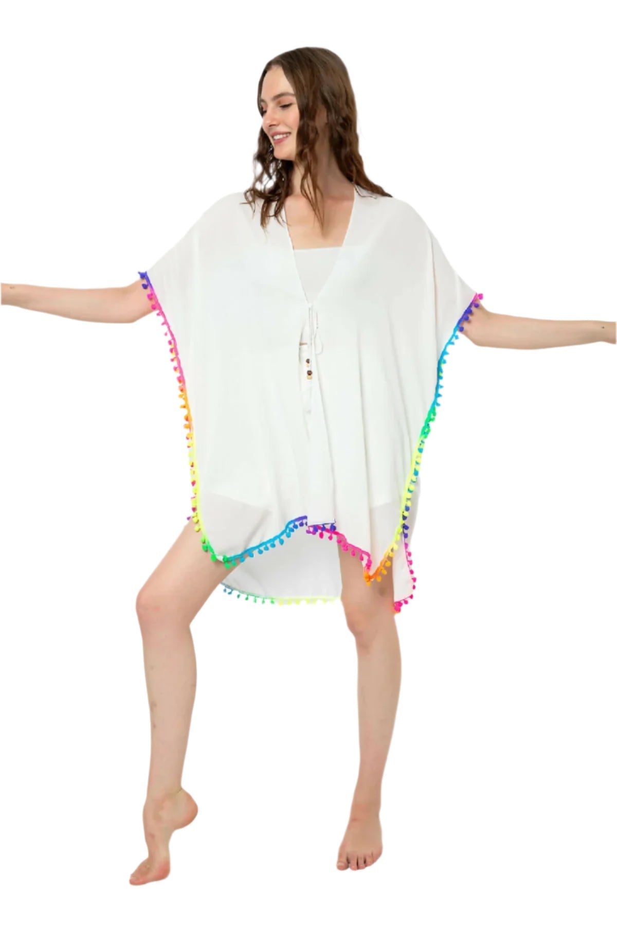 Women's Colorful Beach Dress with Tassel Detail, Great for Summer Fun at the Beach or Pool - Wear Sierra