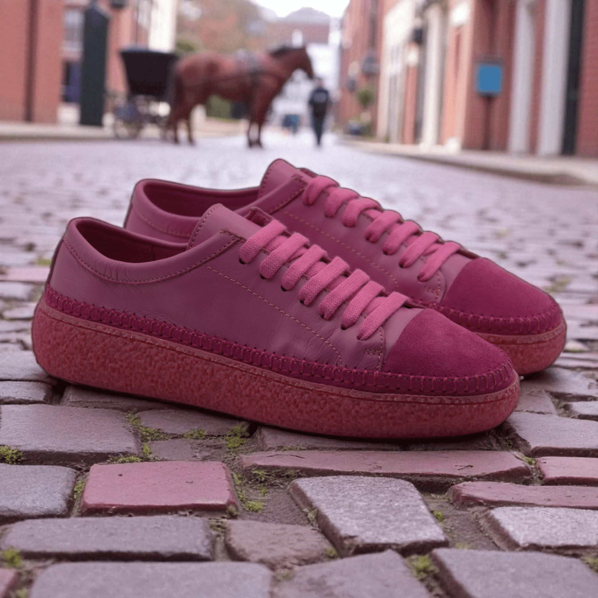 Women's Colorful Leather Sneakers - Great for the Office, Casual Days (Aimee Style) - Wear Sierra