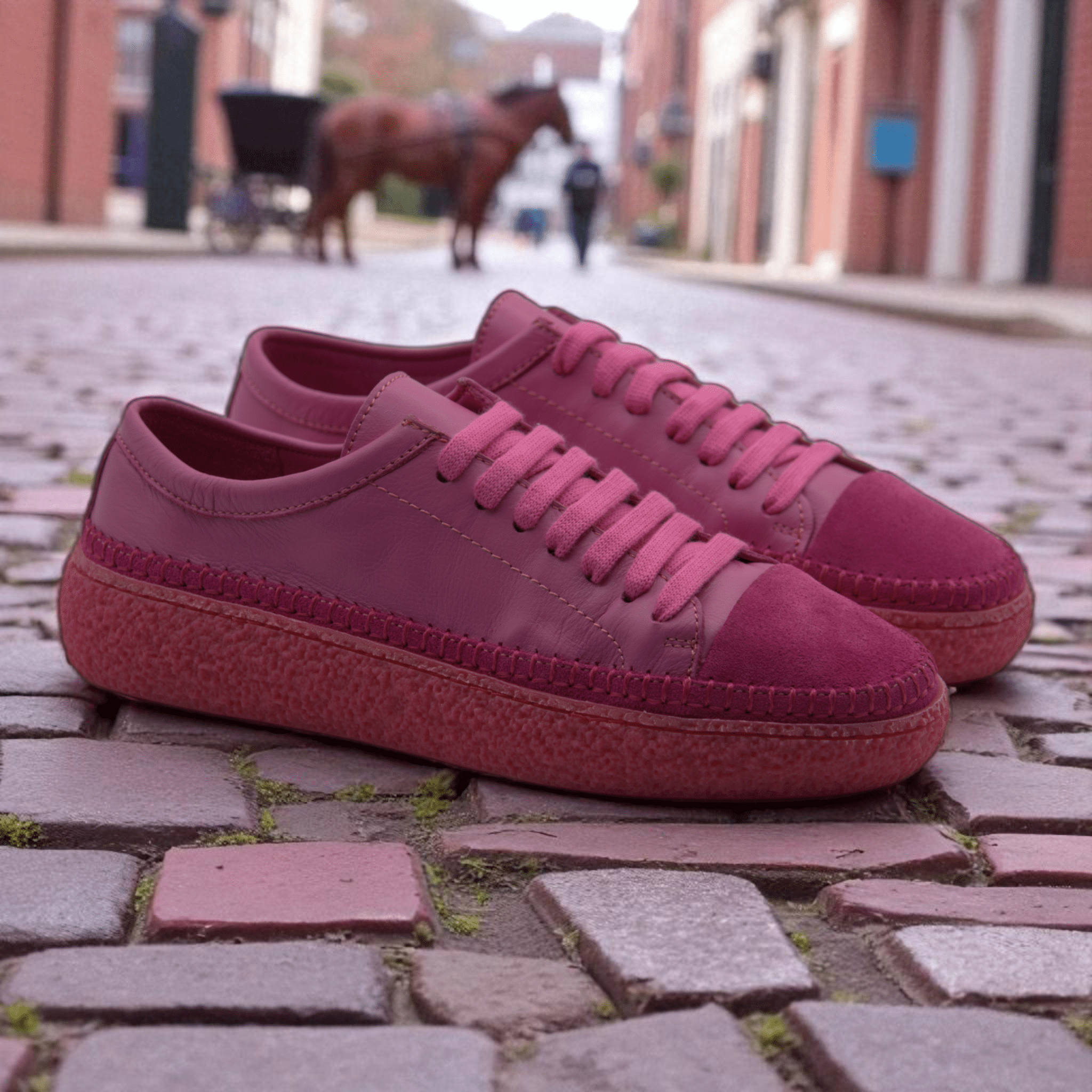 Women's Colorful Leather Sneakers - Great for the Office, Casual Days (Aimee Style) - Wear Sierra