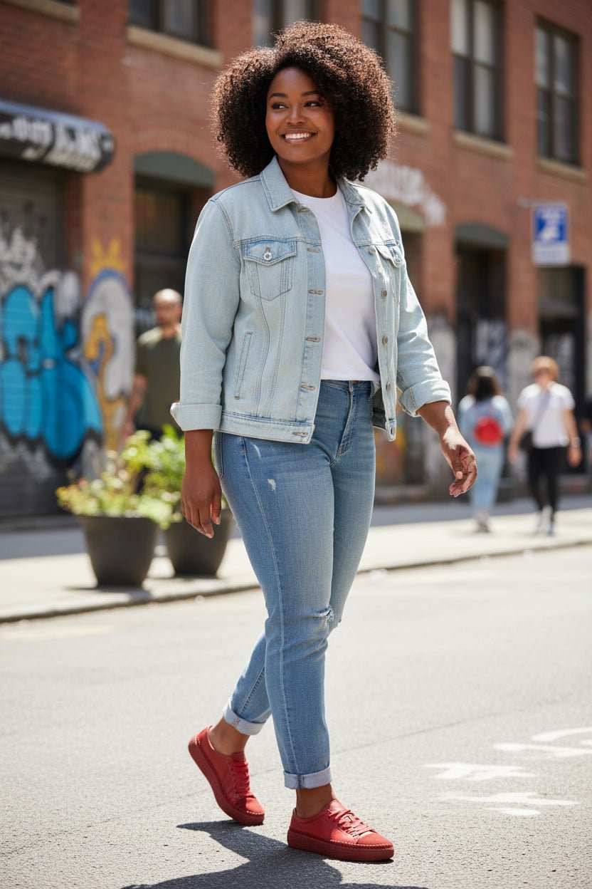 Women's Colorful Leather Sneakers - Great for the Office, Casual Days (Aimee Style) - Wear Sierra