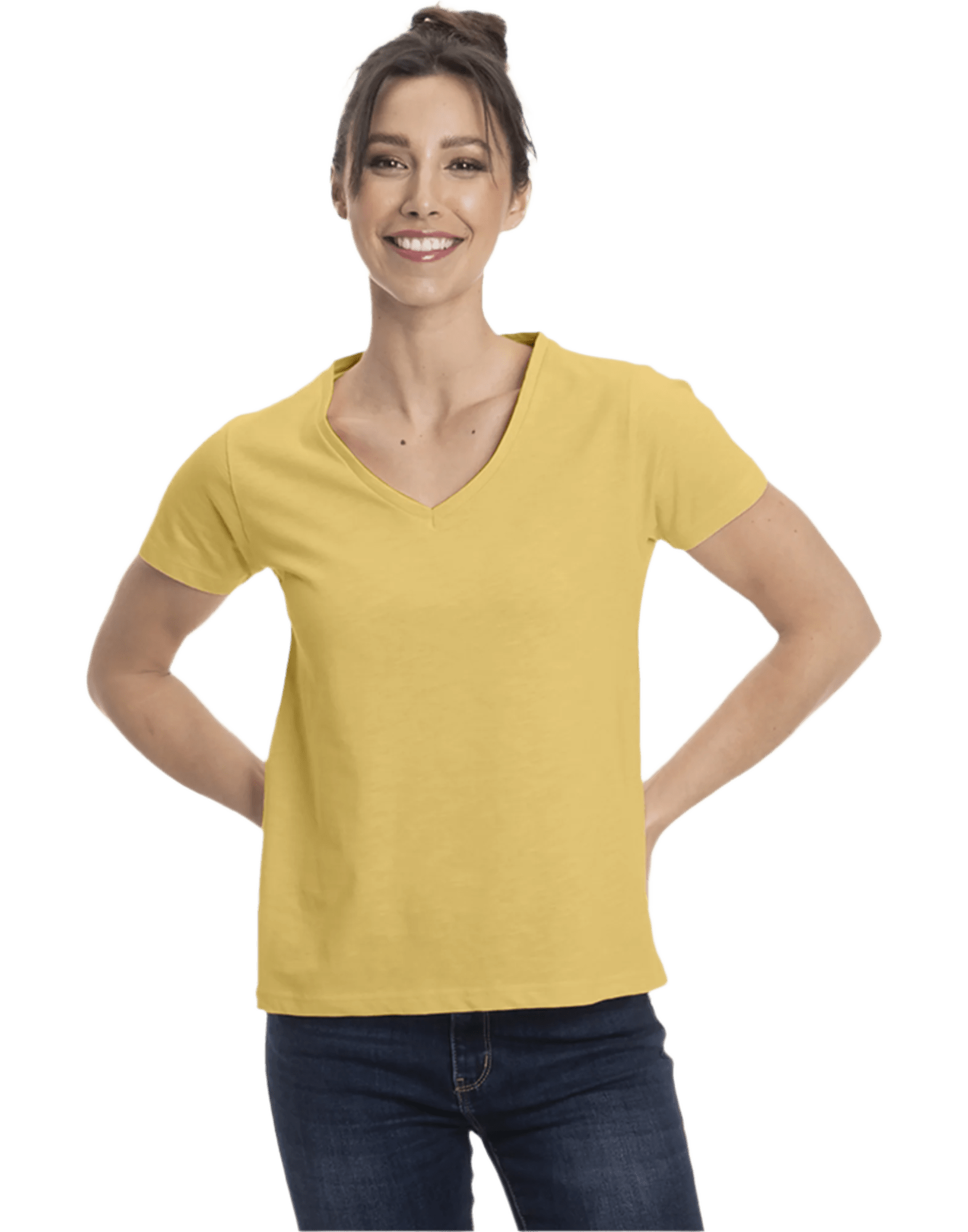 Women's Colorful V-Neck Short Sleeve Turkish Cotton T-Shirts - Wear Sierra