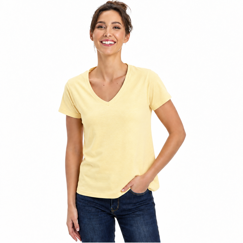 CLEARANCE Women's Colorful V-Neck Short Sleeve Lightweight Cotton T-Shirts OPEN BOX - FINAL SALE