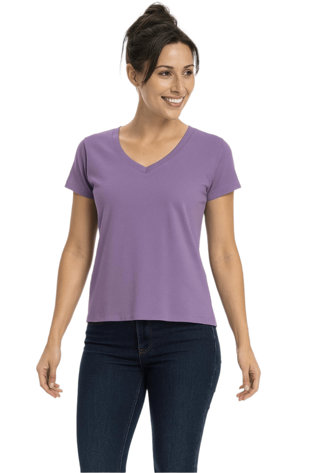 Women's Colorful V-Neck Short Sleeve Turkish Cotton T-Shirts - Wear Sierra