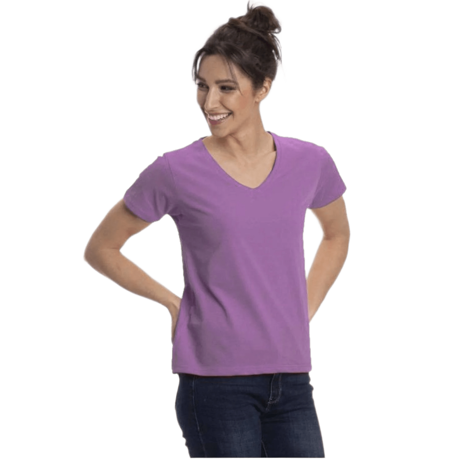 Women's Colorful V-Neck Short Sleeve Turkish Cotton T-Shirts - Wear Sierra