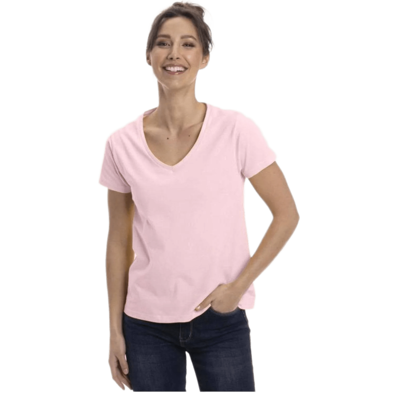 Women's Colorful V-Neck Short Sleeve Turkish Cotton T-Shirts - Wear Sierra