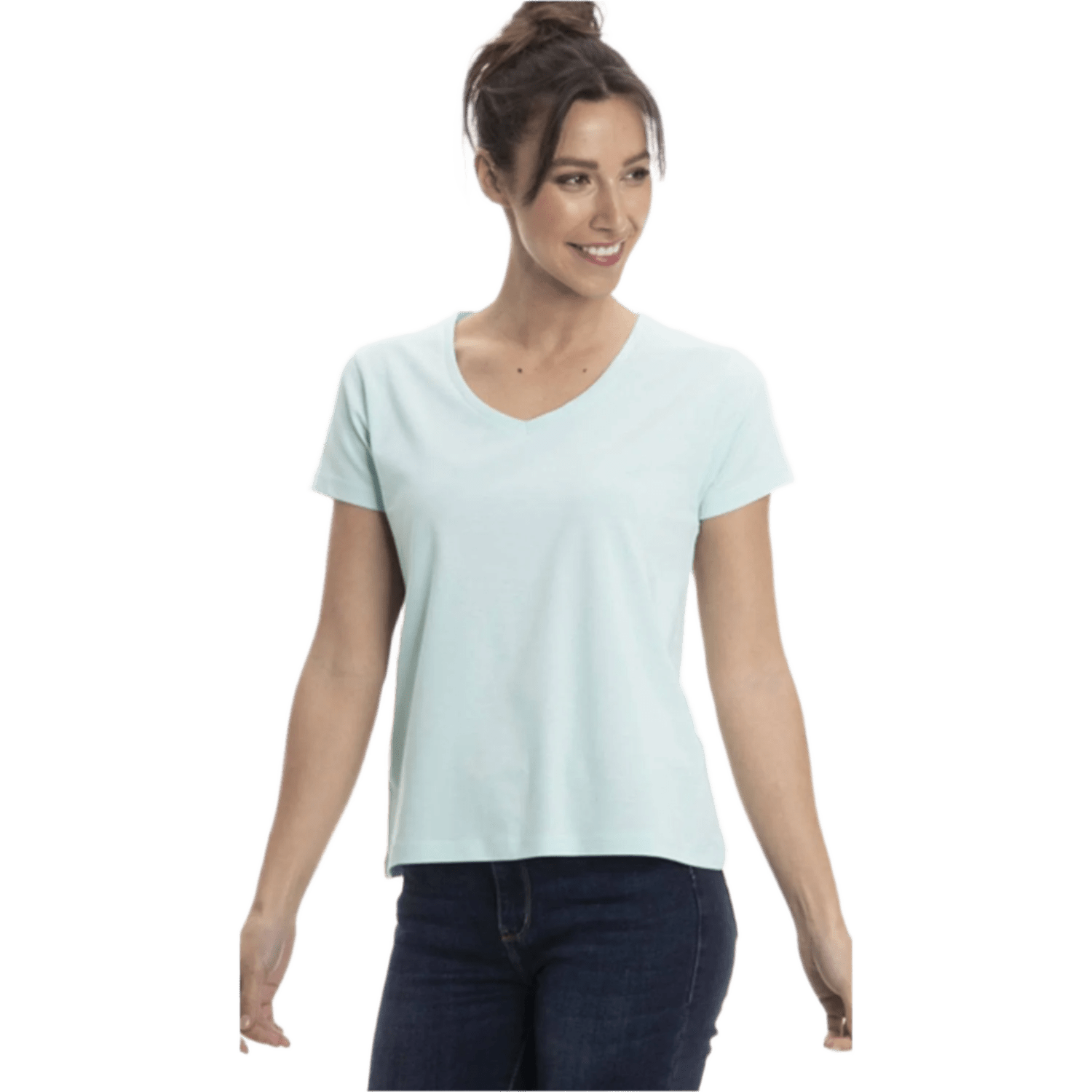 Women's Colorful V-Neck Short Sleeve Turkish Cotton T-Shirts - Wear Sierra