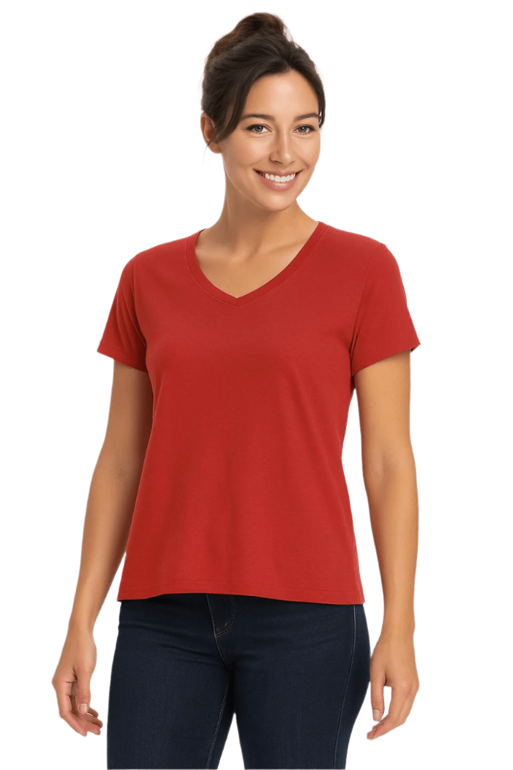 Women's Colorful V-Neck Short Sleeve Turkish Cotton T-Shirts - Wear Sierra
