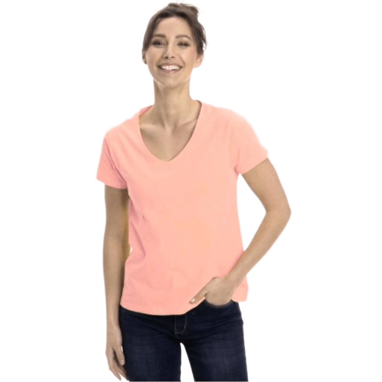 Women's Colorful V-Neck Short Sleeve Turkish Cotton T-Shirts - Wear Sierra