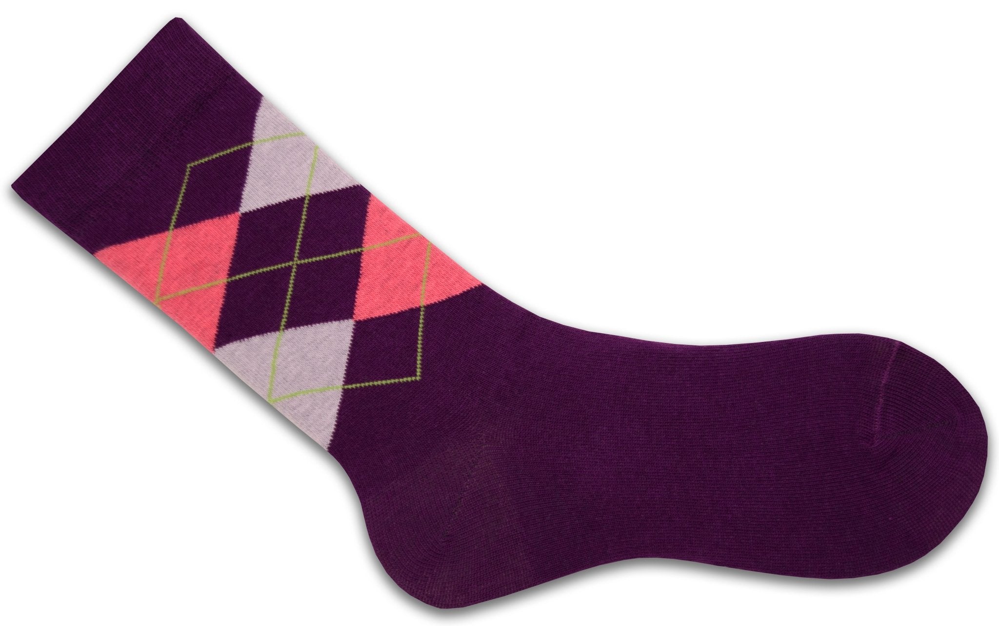Women's Combed Cotton Crew Socks, Colorful Argyle Design, Choose 1 Pair Pack or 4 Pair Packs - Wear Sierra