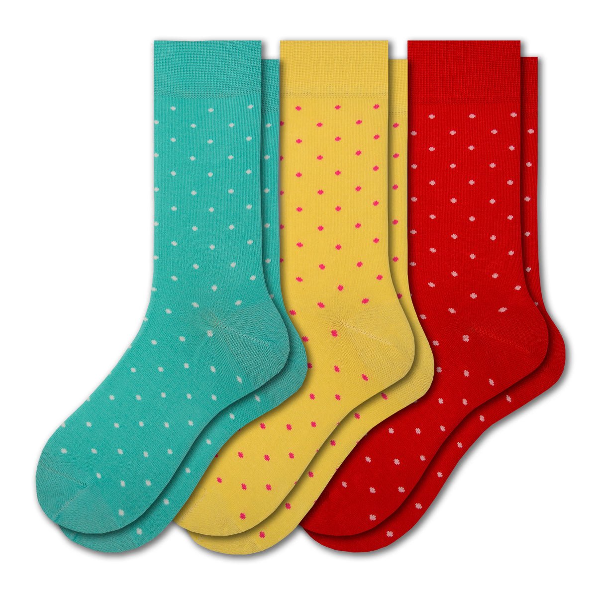 Women's Combed Cotton Crew Socks, Colorful Pin Dot Casual Women's 3 Pair Packs - Wear Sierra