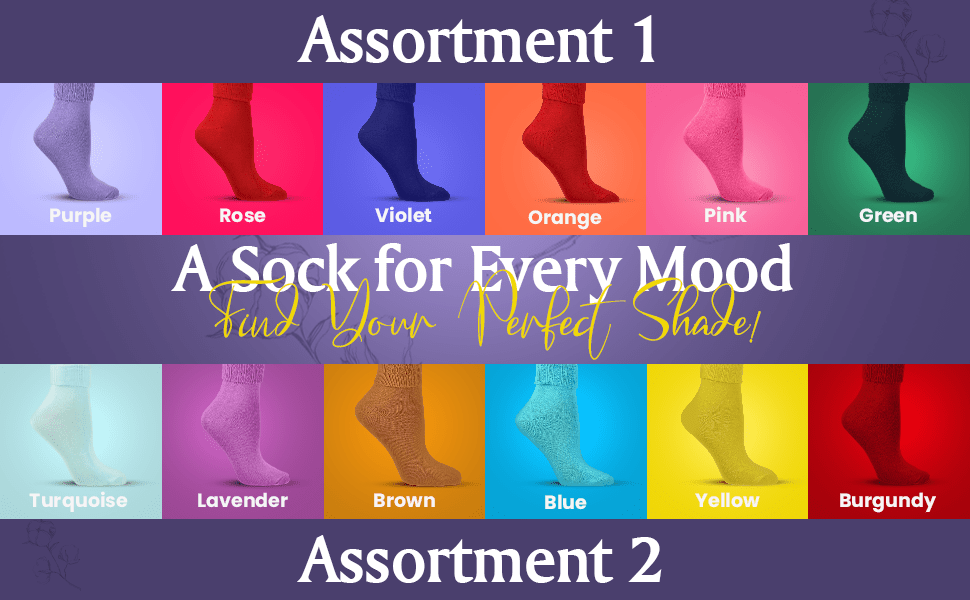 Women's Cotton Crew Socks in Beautiful Colors - in Convenient 6 Pair Packs - Wear Sierra