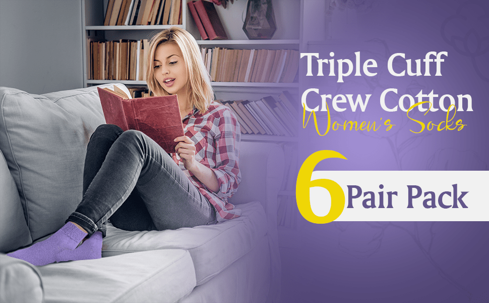 Women's Cotton Crew Socks in Beautiful Colors - in Convenient 6 Pair Packs - Wear Sierra