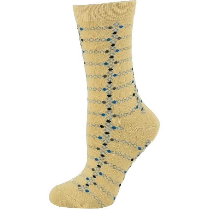 Women's Cotton Geometric Pattern Crew Socks - Wear Sierra