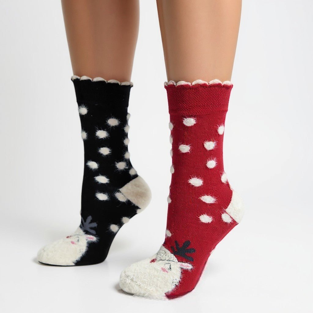 Women's Crew Socks for Winter and Christmas - 2 Pair Packs Colorful Socks for the Holidays - Wear Sierra