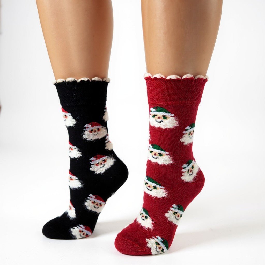 Women's Crew Socks for Winter and Christmas - 2 Pair Packs Colorful Socks for the Holidays - Wear Sierra