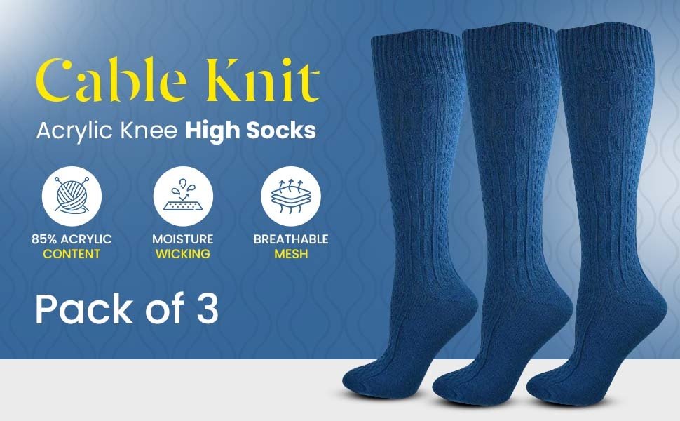 Women's Knee High Socks, Girls & Boys School Uniform Socks in Soft and Warm Acrylic Classic Colors - Wear Sierra