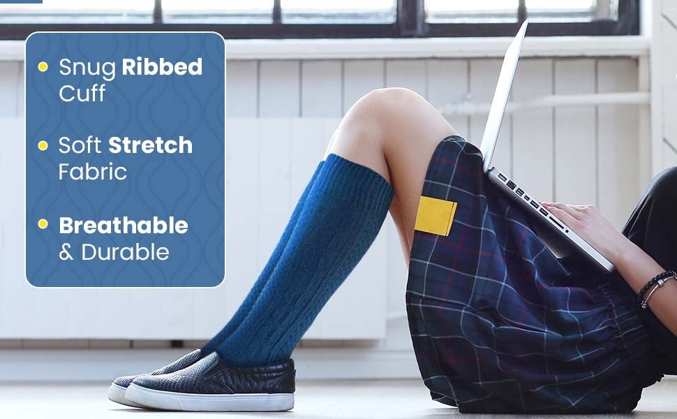 Women's Knee High Socks, Girls & Boys School Uniform Socks in Soft and Warm Acrylic Classic Colors - Wear Sierra