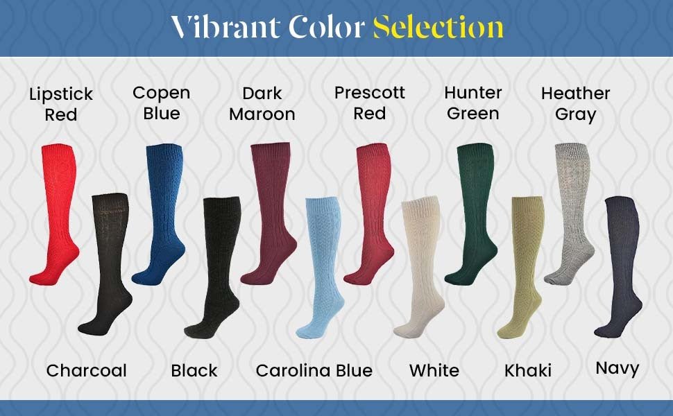 Women's Knee High Socks, Girls & Boys School Uniform Socks in Soft and Warm Acrylic Classic Colors - Wear Sierra