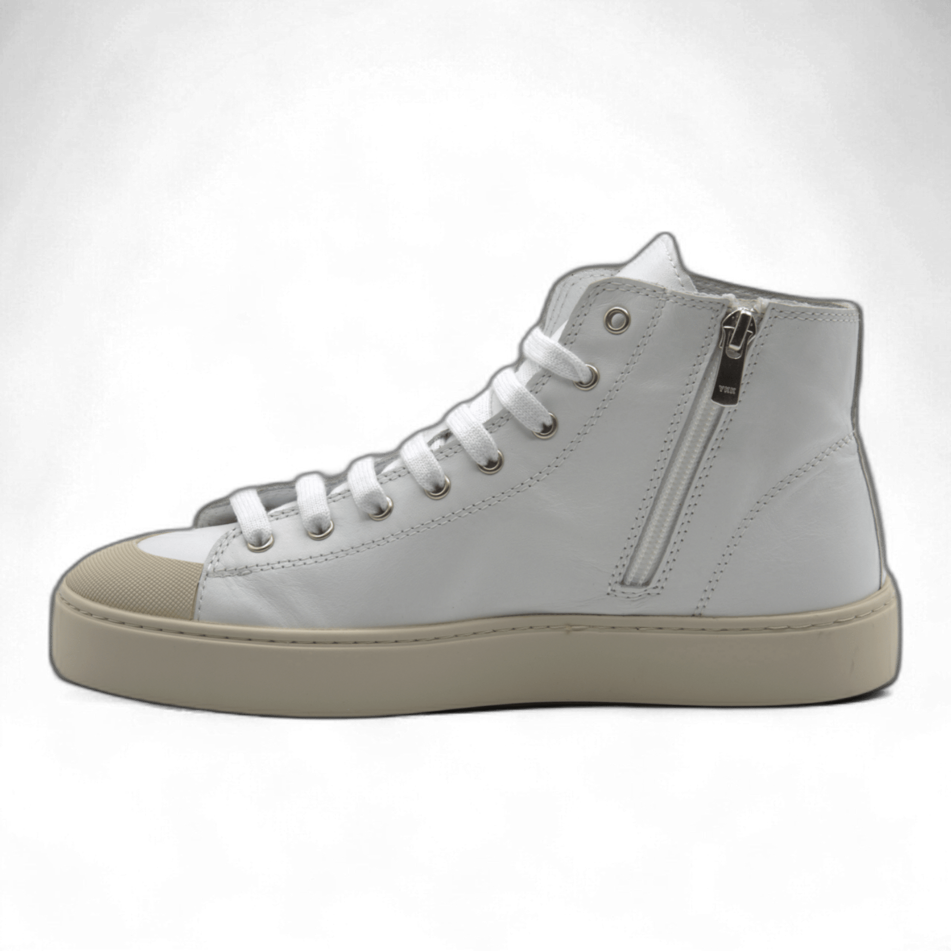Women's Leather High Top Sneakers with Convenient Side Zipper (August Style) - Wear Sierra