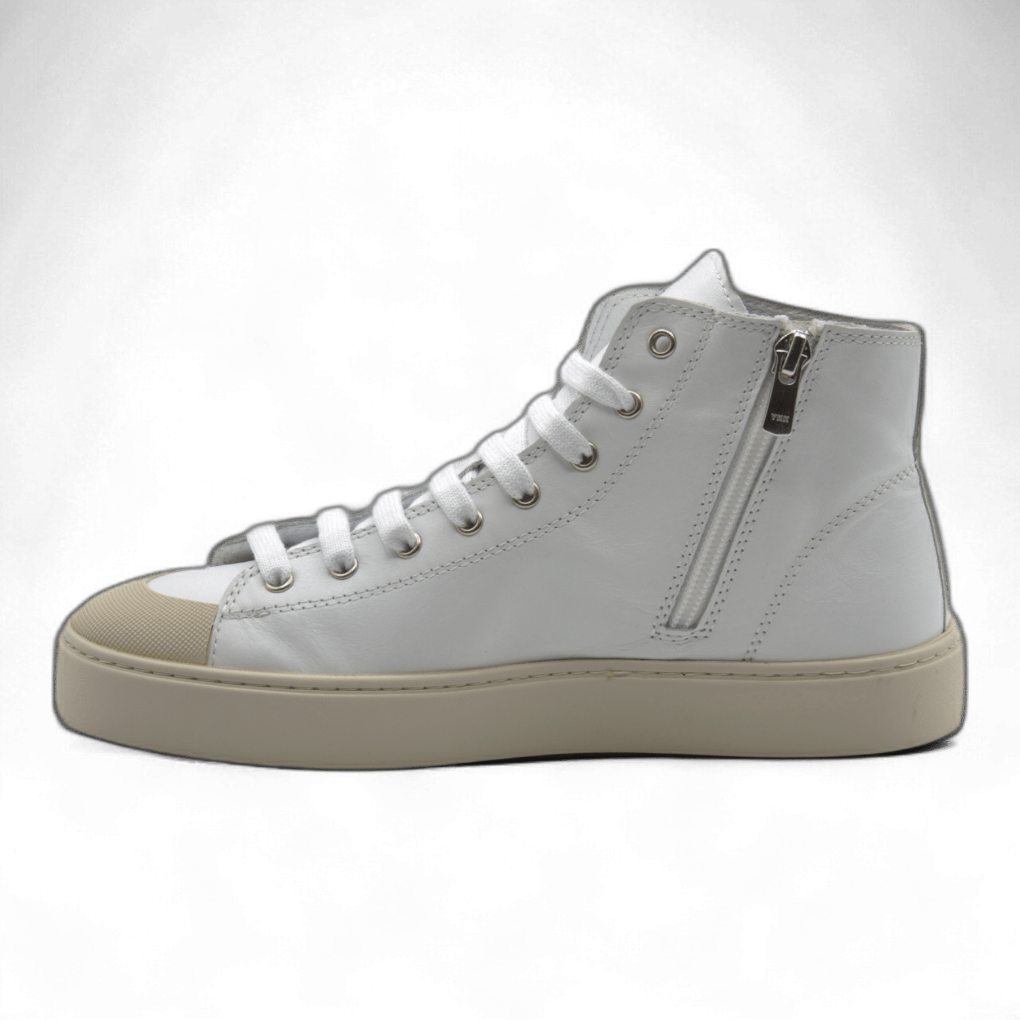 Women's Leather High Top Sneakers with Convenient Side Zipper (August Style) - Wear Sierra