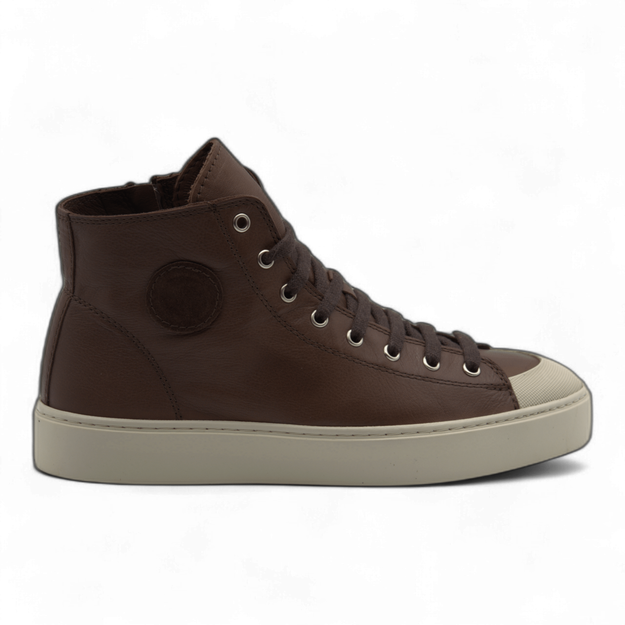 Women's Leather High Top Sneakers with Convenient Side Zipper (August Style) - Wear Sierra