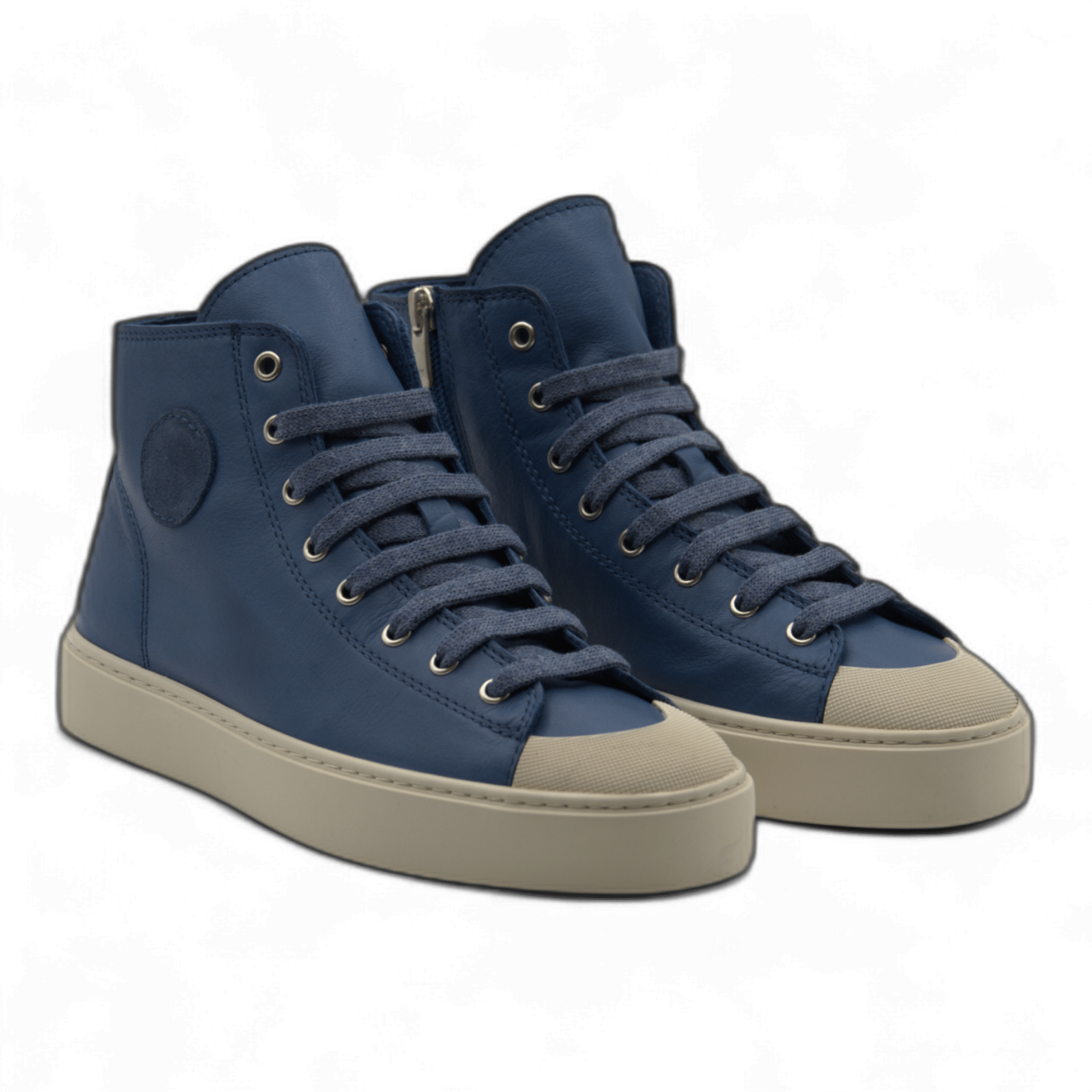 Women's Leather High Top Sneakers with Convenient Side Zipper (August Style) - Wear Sierra