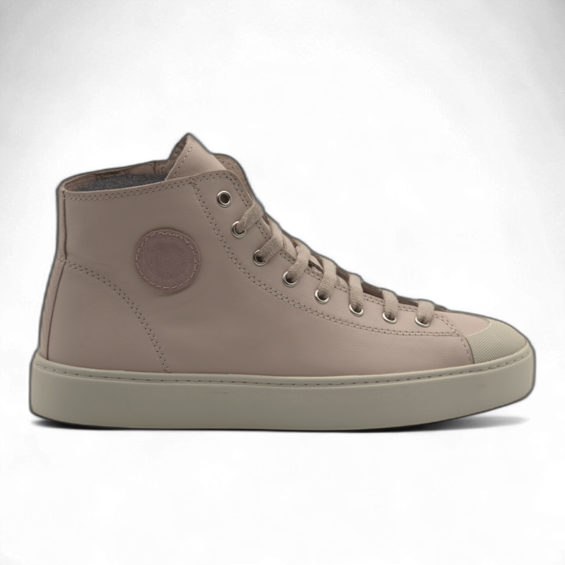 Women's Leather High Top Sneakers with Convenient Side Zipper (August Style) - Wear Sierra