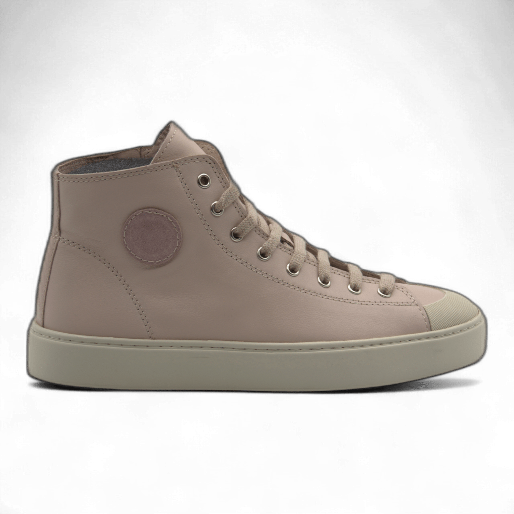 Women's Leather High Top Sneakers with Convenient Side Zipper (August Style) - Wear Sierra