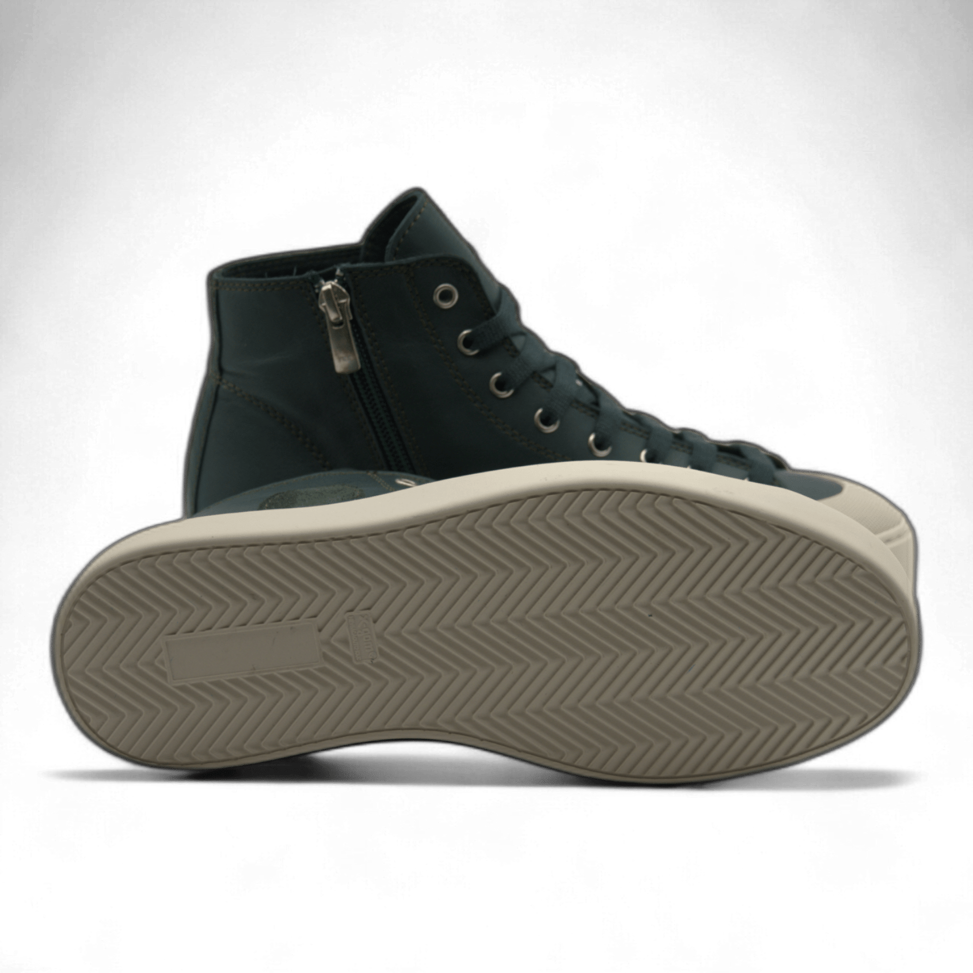 Women's Leather High Top Sneakers with Convenient Side Zipper (August Style) - Wear Sierra