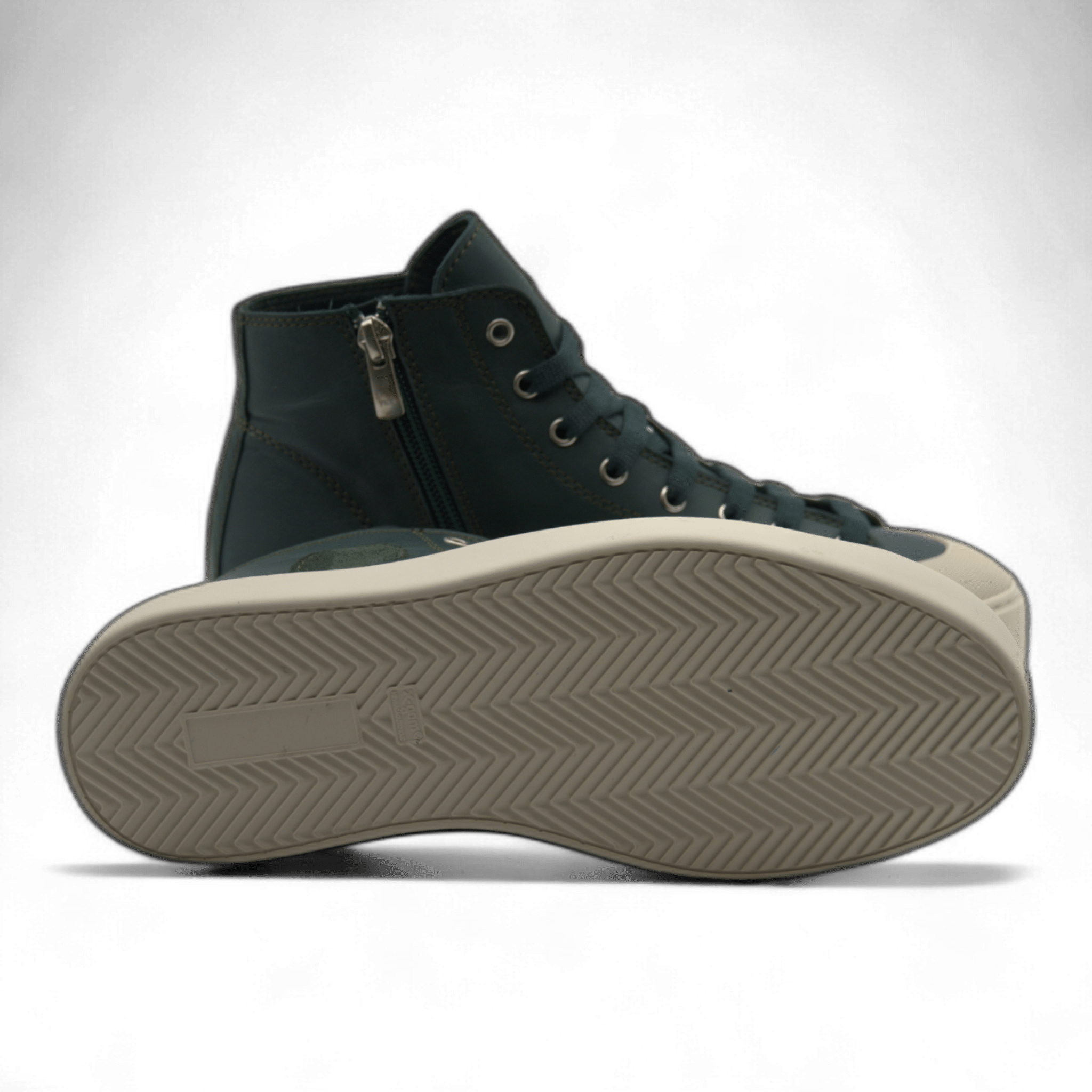 Women's Leather High Top Sneakers with Convenient Side Zipper (August Style) - Wear Sierra