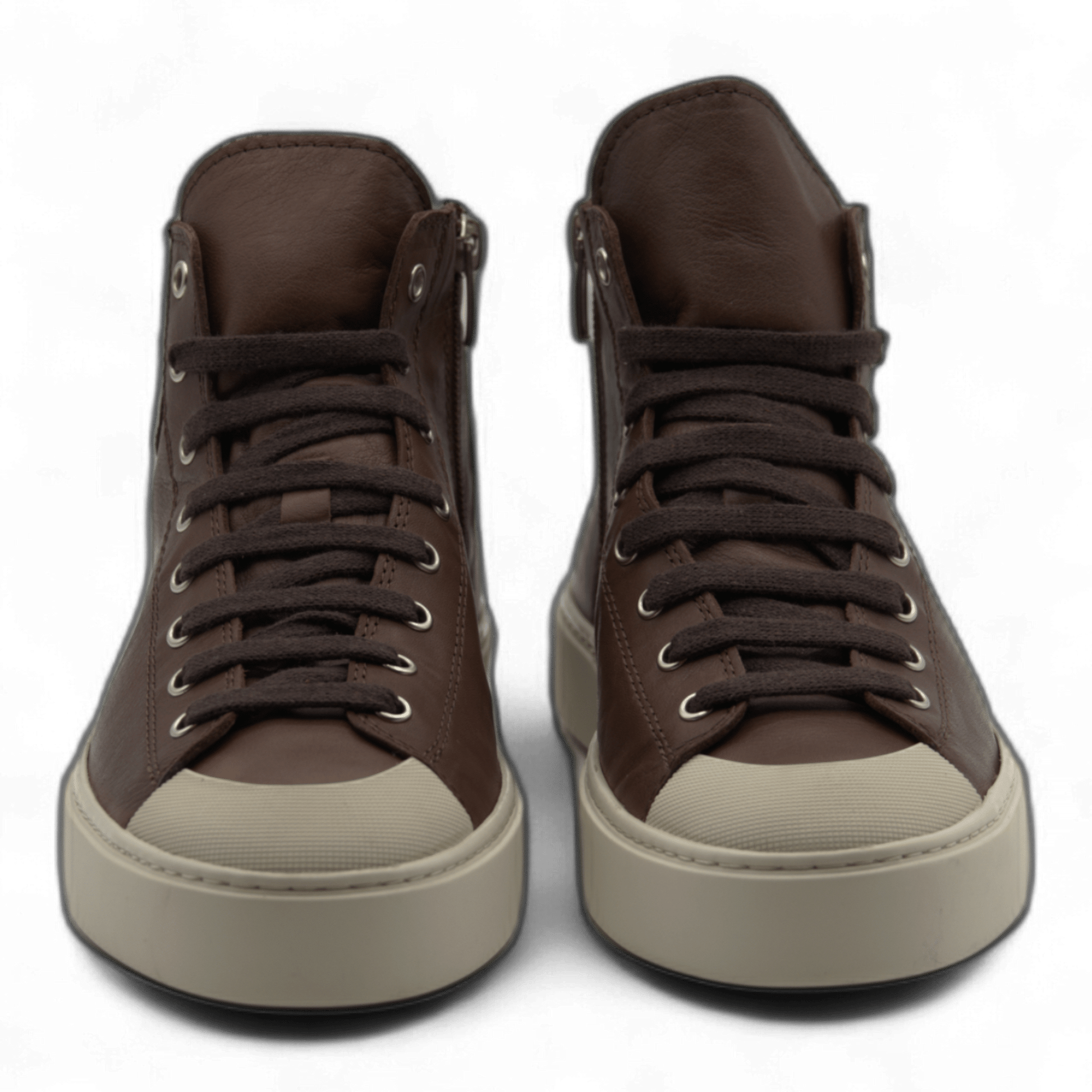 Women's Leather High Top Sneakers with Convenient Side Zipper (August Style) - Wear Sierra
