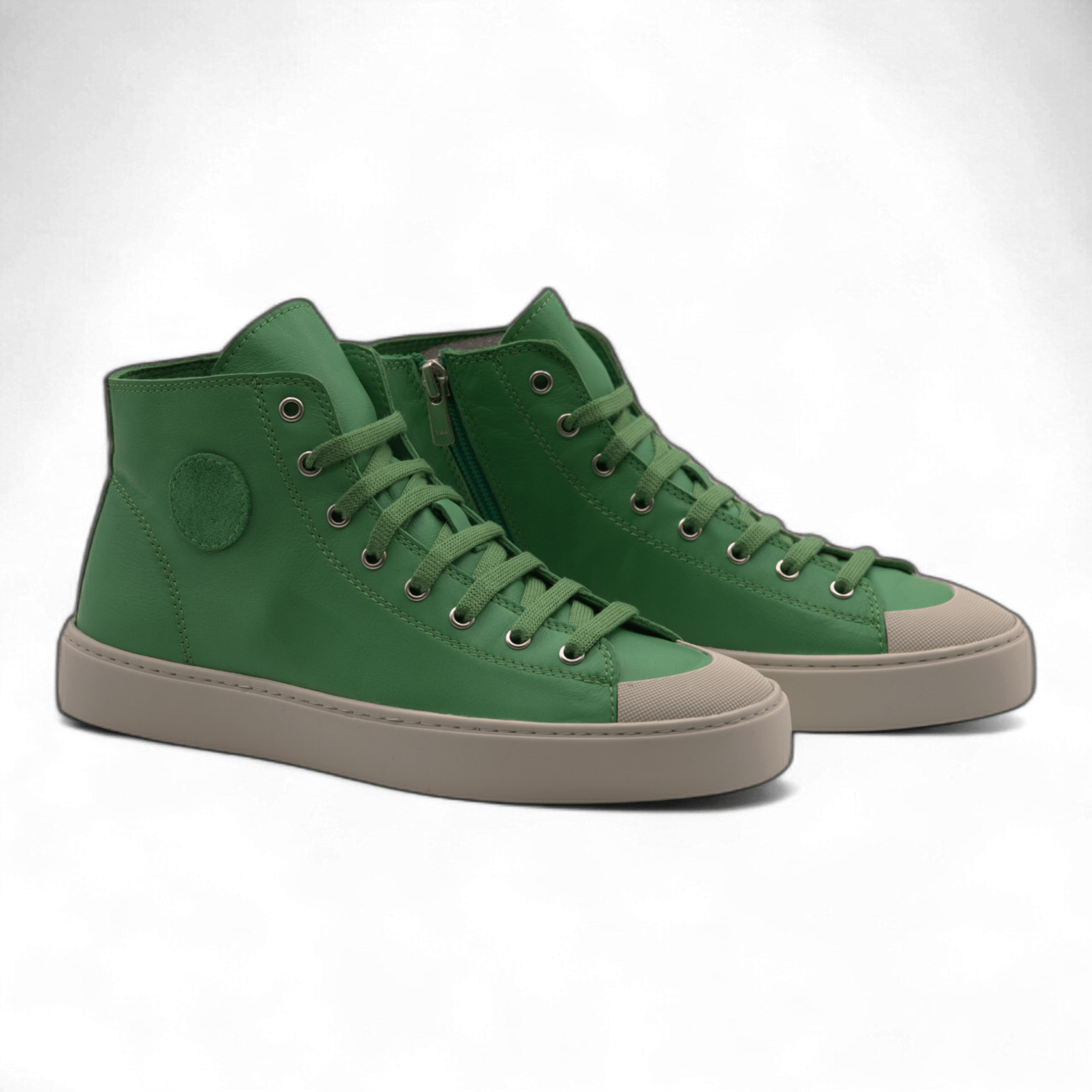 Women's Leather High Top Sneakers with Convenient Side Zipper (August Style) - Wear Sierra