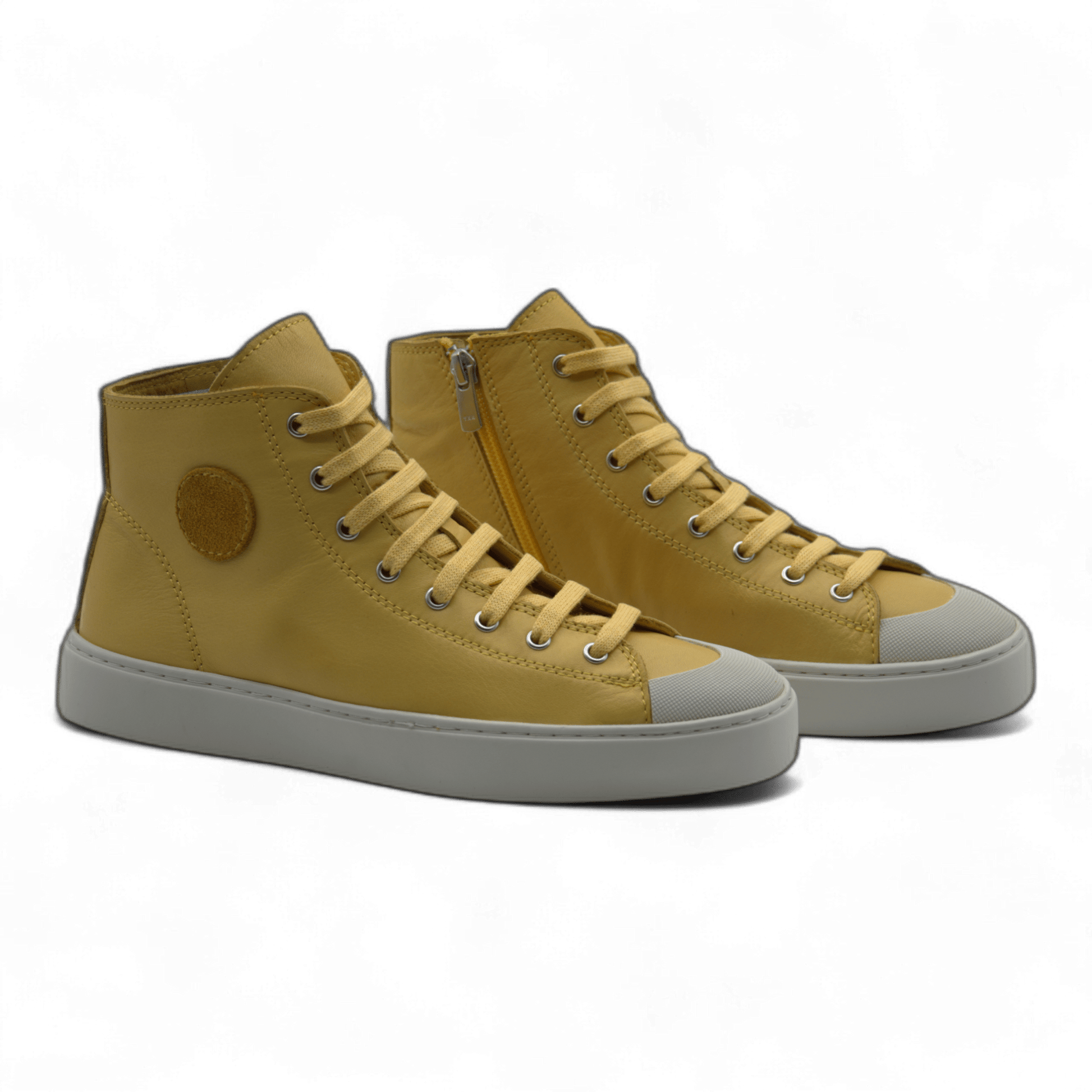 Women's Leather High Top Sneakers with Convenient Side Zipper (August Style) - Wear Sierra