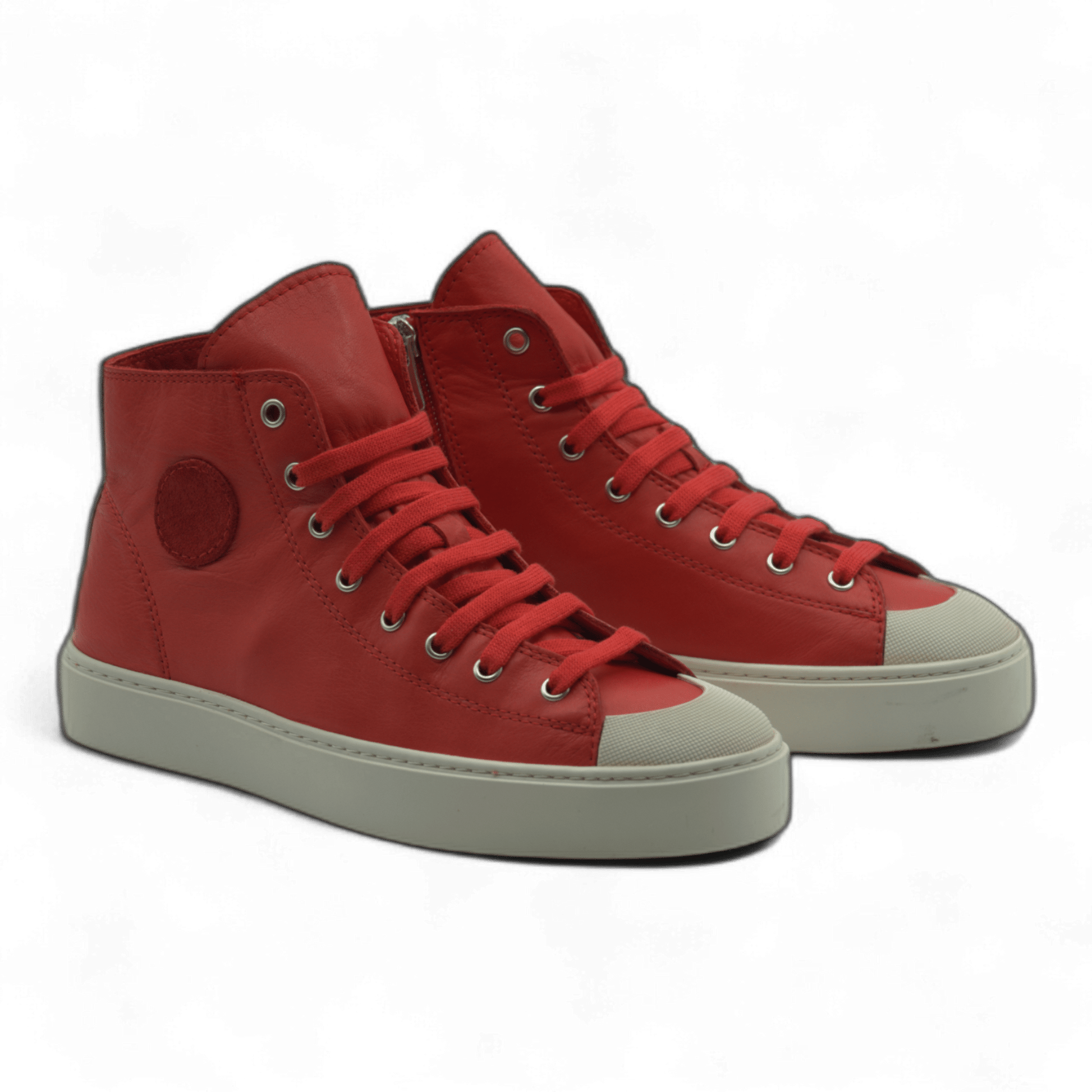 Women's Leather High Top Sneakers with Convenient Side Zipper (August Style) - Wear Sierra