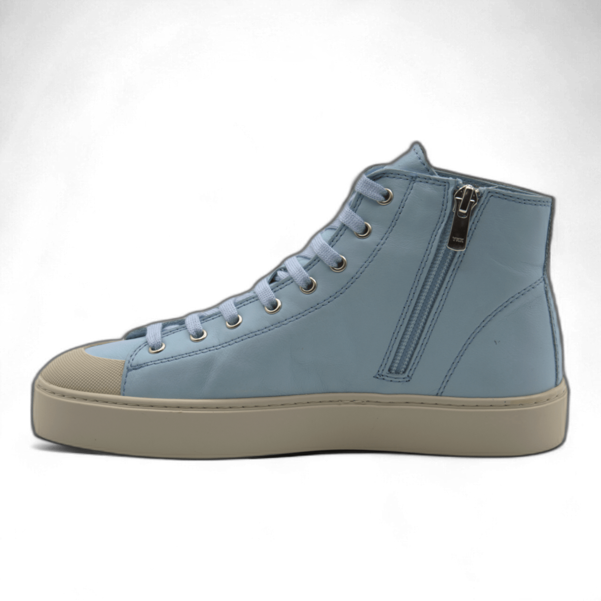 Women's Leather High Top Sneakers with Convenient Side Zipper (August Style) - Wear Sierra