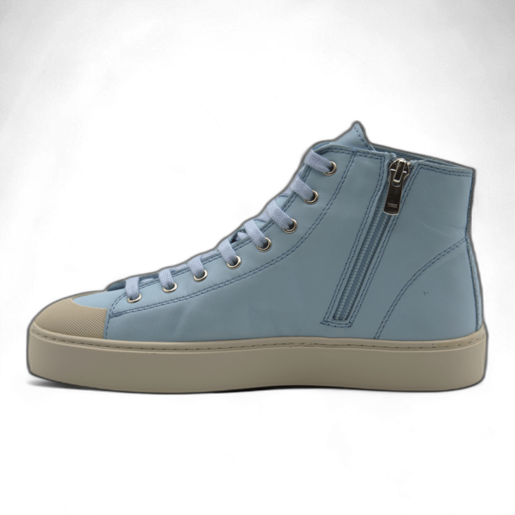 Women's Leather High Top Sneakers with Convenient Side Zipper (August Style) - Wear Sierra