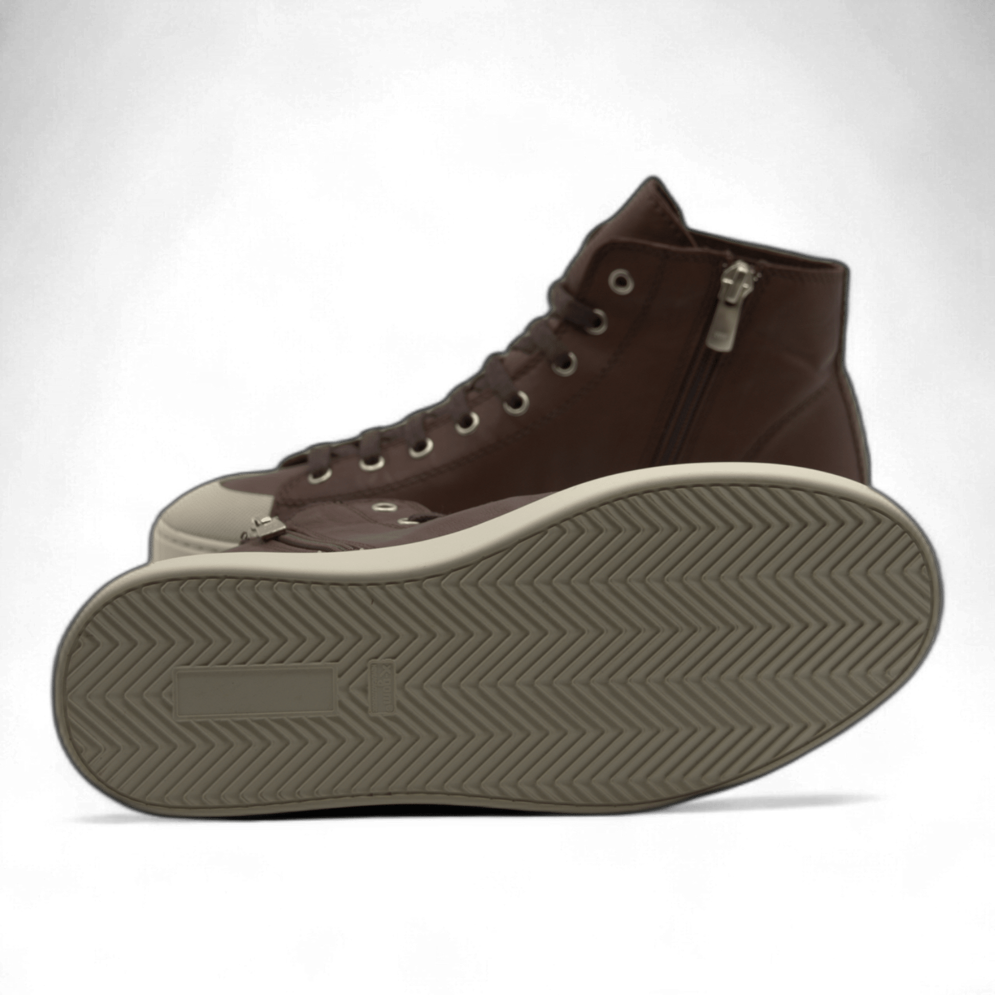 Women's Leather High Top Sneakers with Convenient Side Zipper (August Style) - Wear Sierra