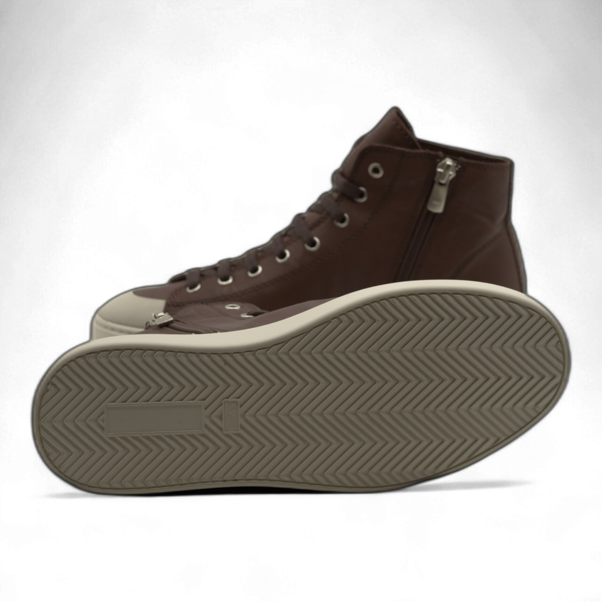 Women's Leather High Top Sneakers with Convenient Side Zipper (August Style) - Wear Sierra