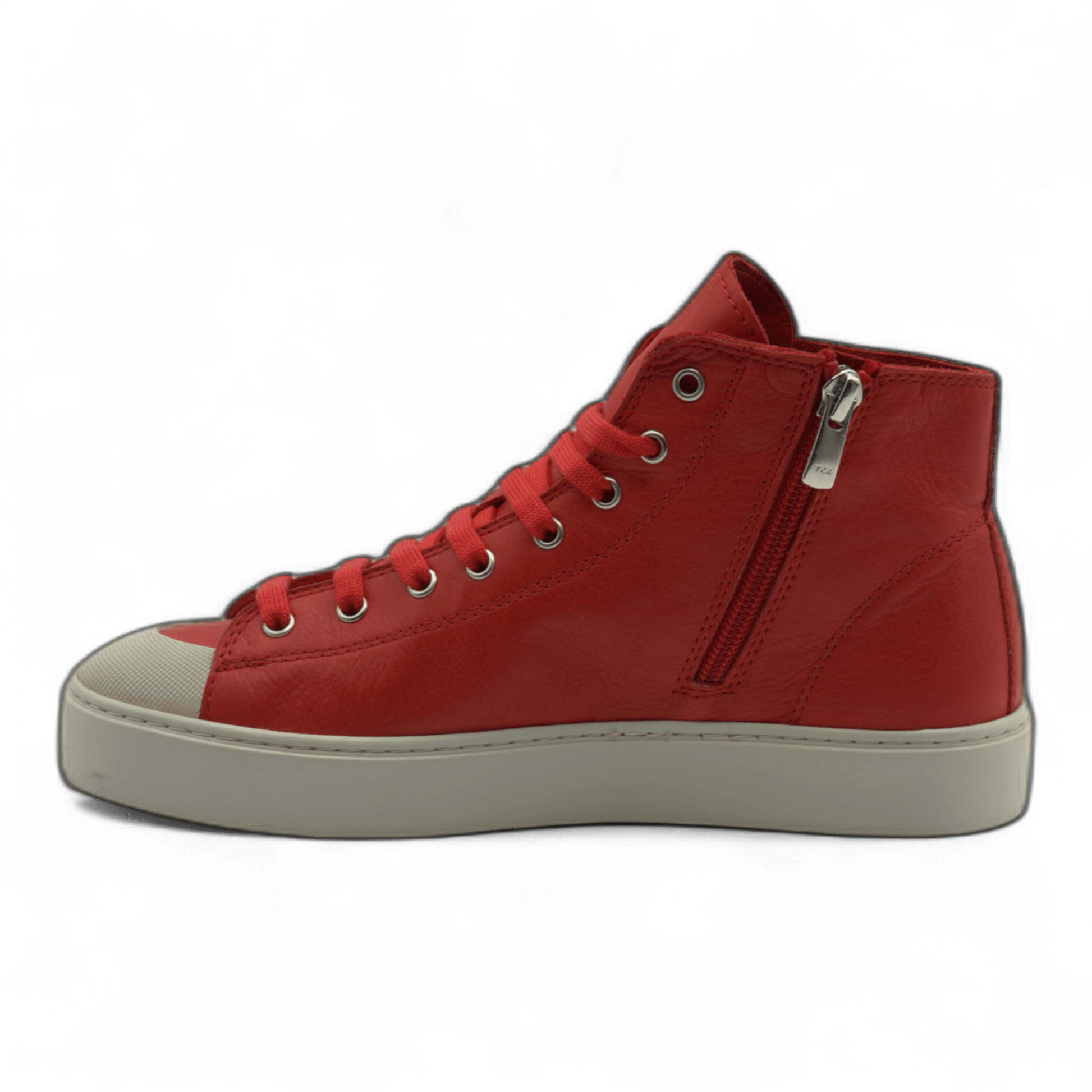 Women's Leather High Top Sneakers with Convenient Side Zipper (August Style) - Wear Sierra