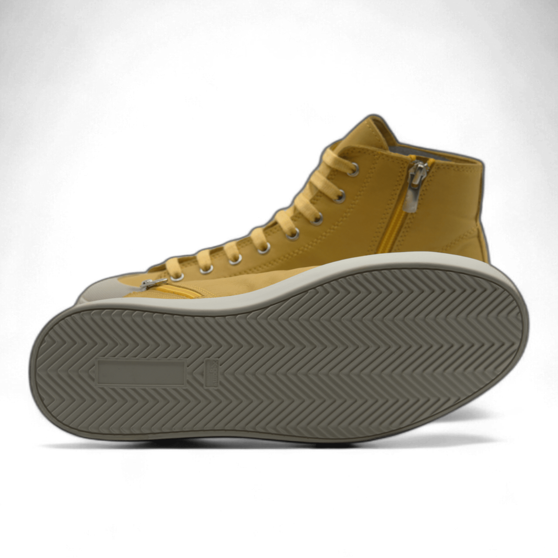 Women's Leather High Top Sneakers with Convenient Side Zipper (August Style) - Wear Sierra