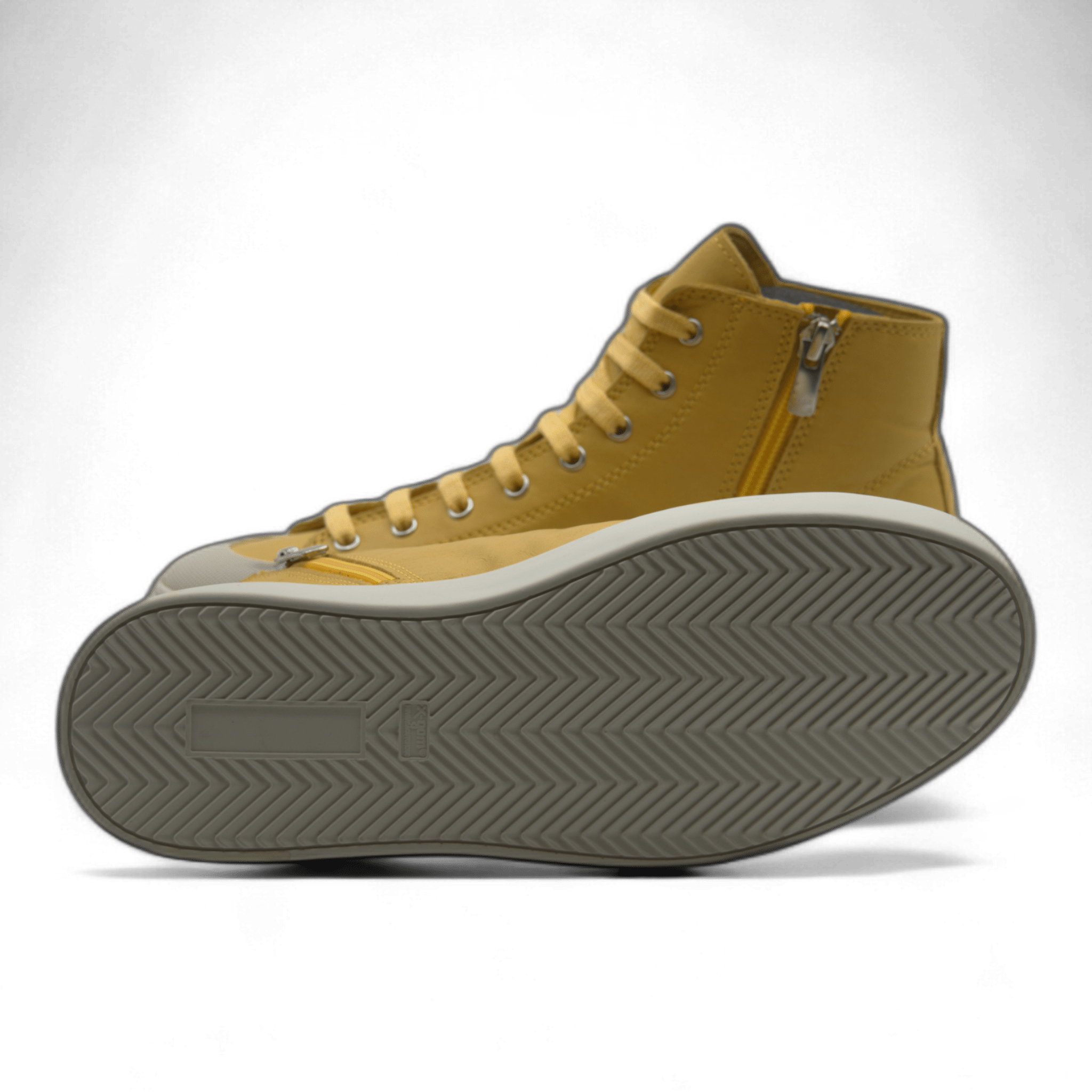 Women's Leather High Top Sneakers with Convenient Side Zipper (August Style) - Wear Sierra