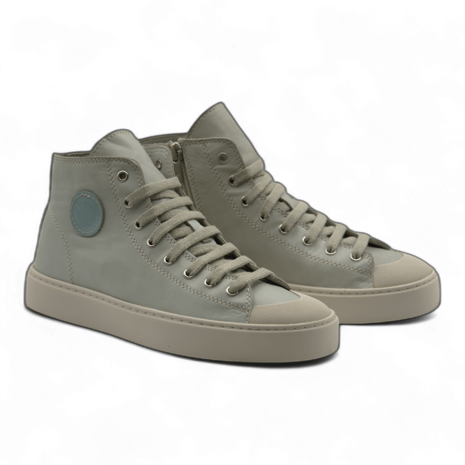 Women's Leather High Top Sneakers with Convenient Side Zipper (August Style) - Wear Sierra