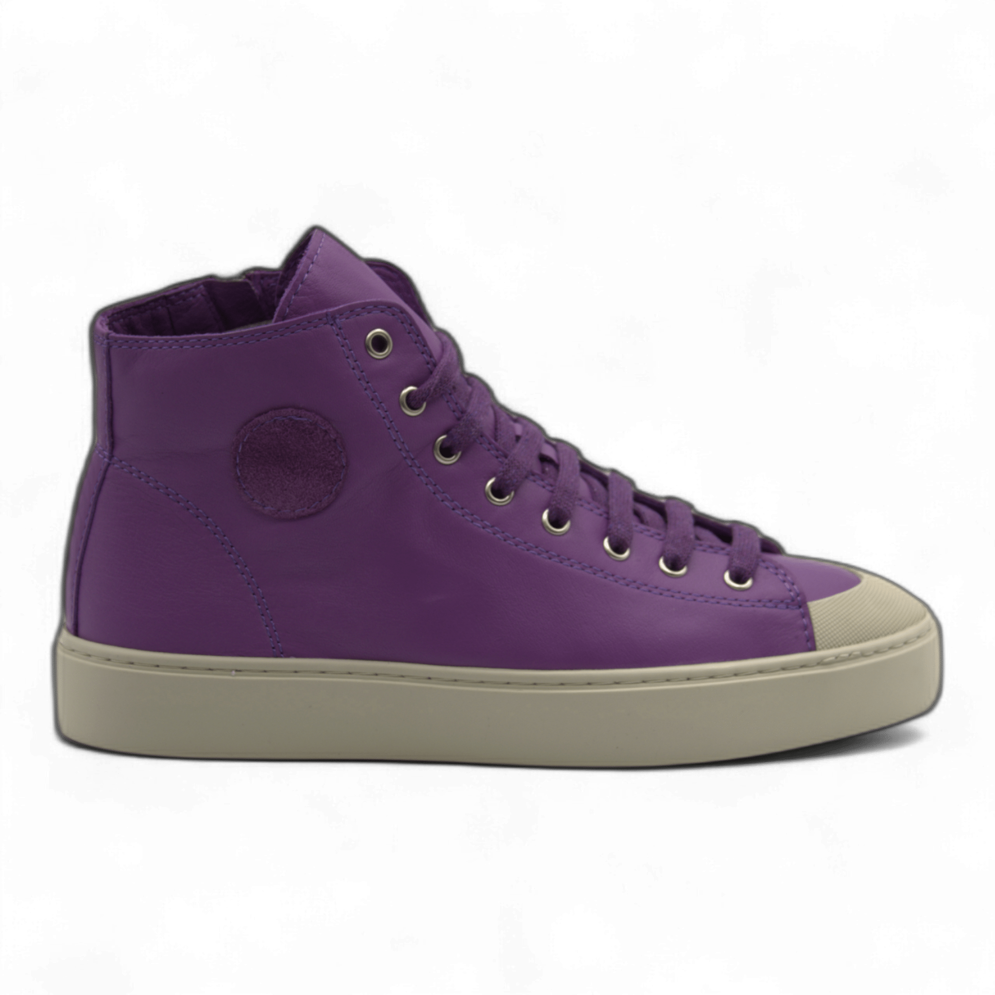 Women's Leather High Top Sneakers with Convenient Side Zipper (August Style) - Wear Sierra