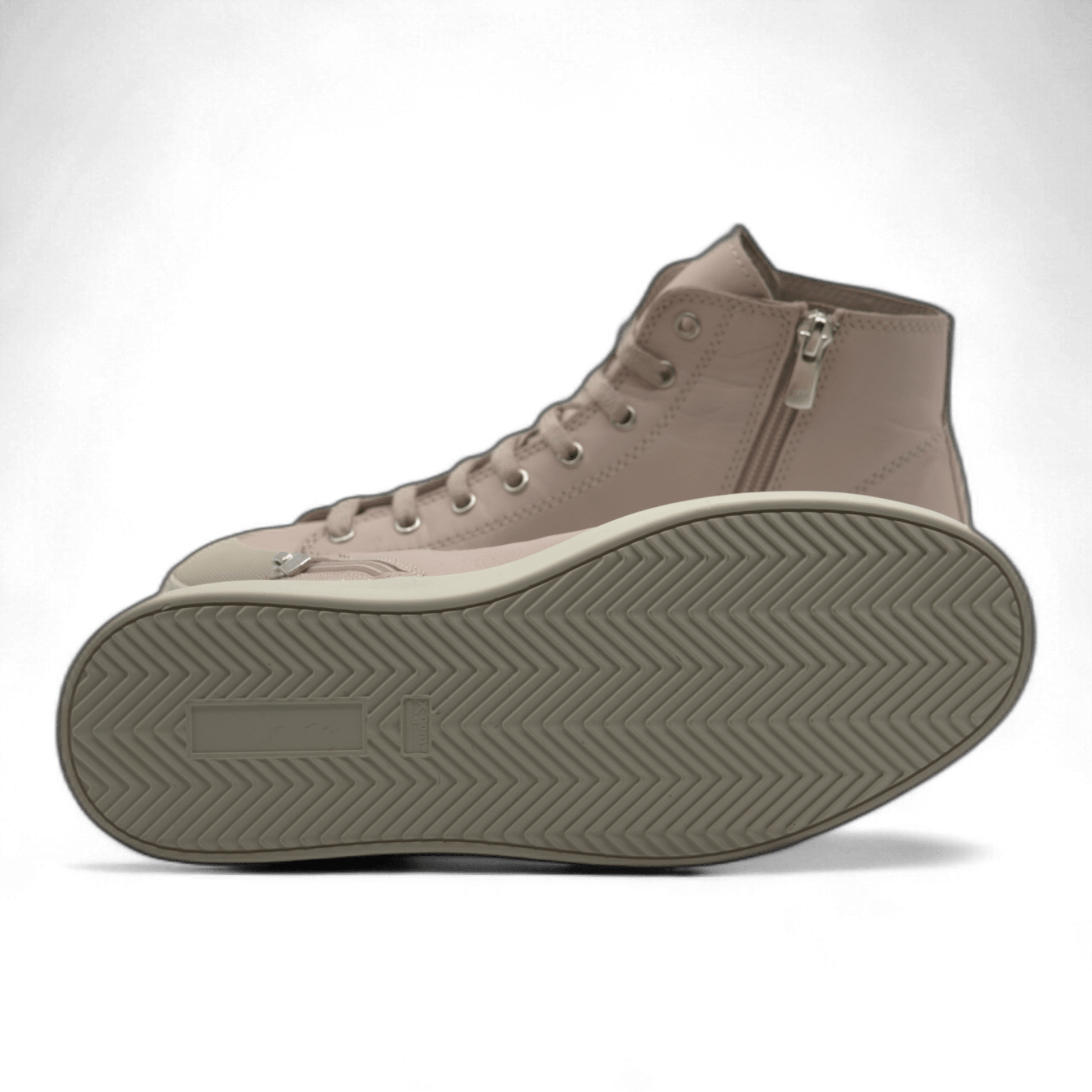 Women's Leather High Top Sneakers with Convenient Side Zipper (August Style) - Wear Sierra