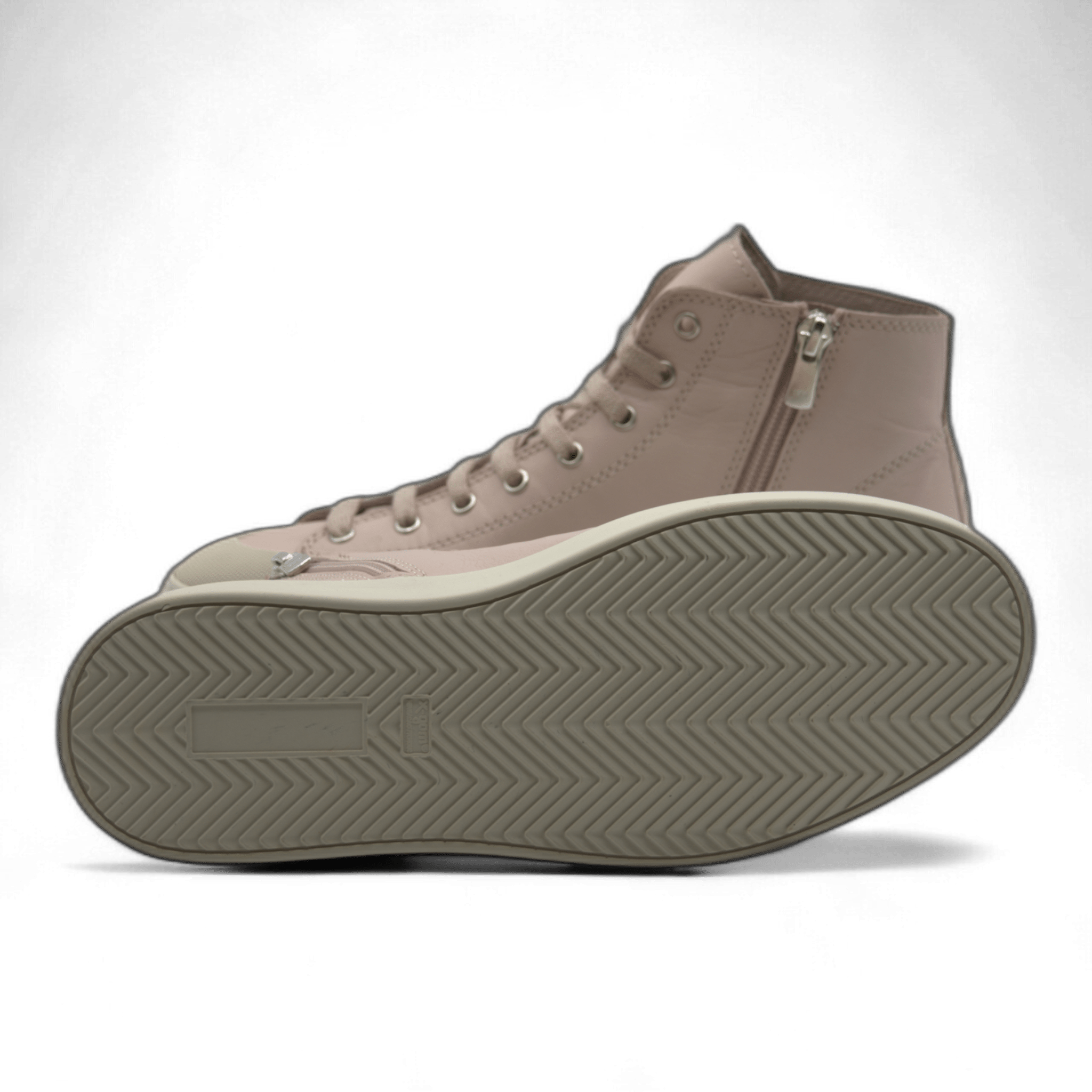 Women's Leather High Top Sneakers with Convenient Side Zipper (August Style) - Wear Sierra